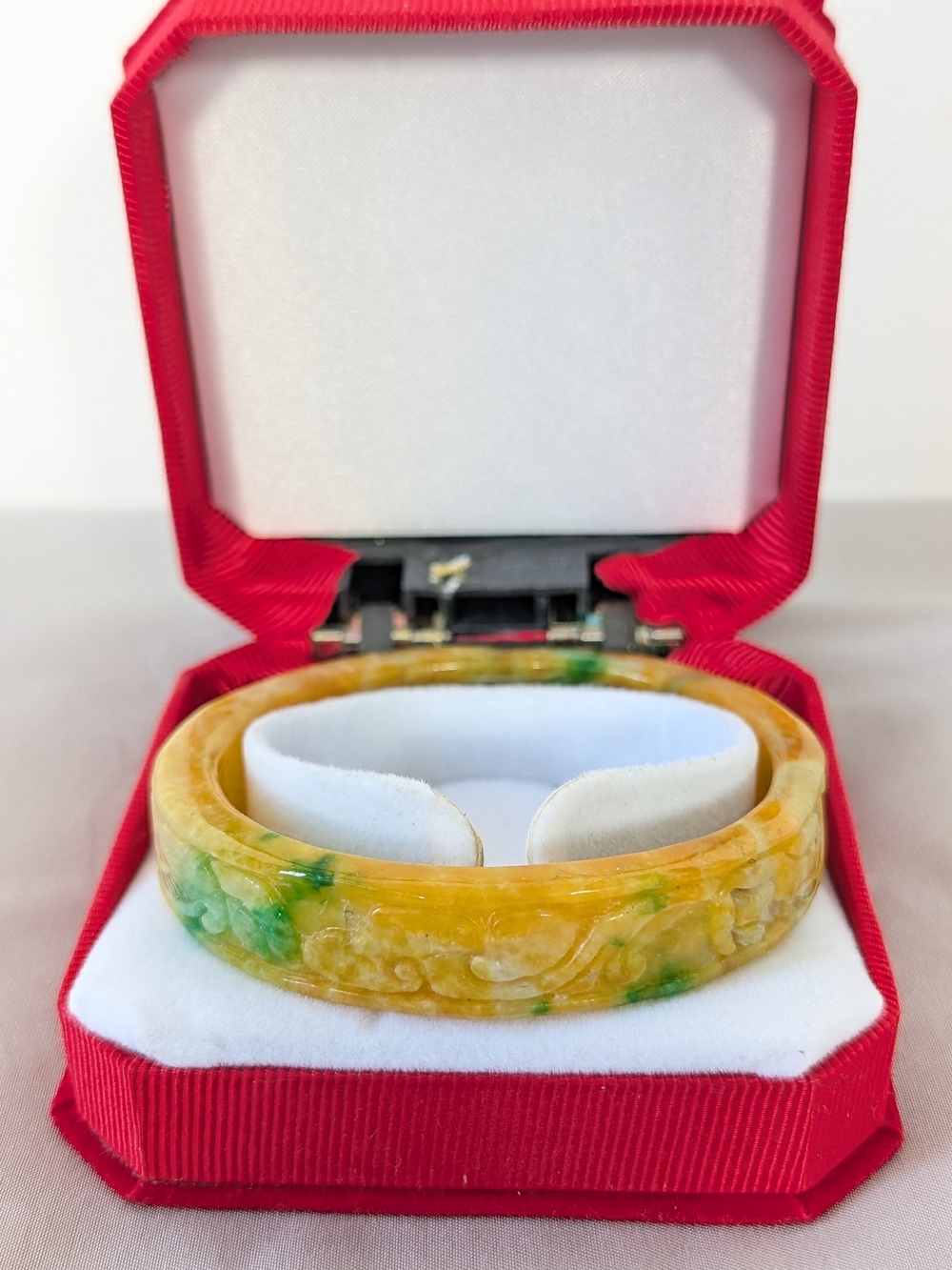 Yellow and Green Jade-Style Bangle Bracelet - Women Jewelry